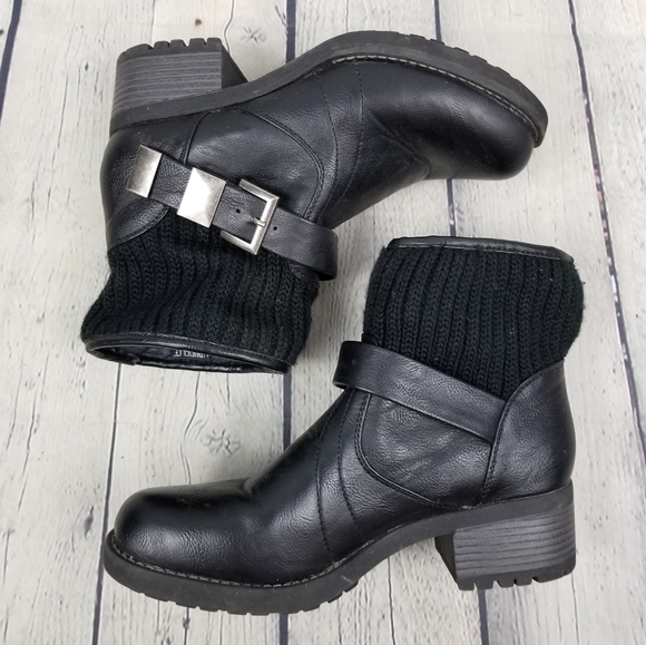 VANGELO | short sweater knit top heeled pull-on boots - Picture 2 of 9